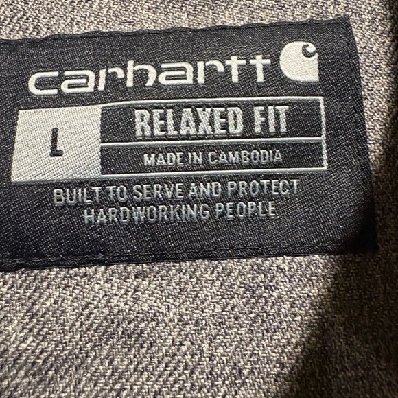 Carhartt RAIN DEFENDER HEAVYWEIGHT HOODED SHIRT Jacket sz L gray men’s - Picture 4 of 7